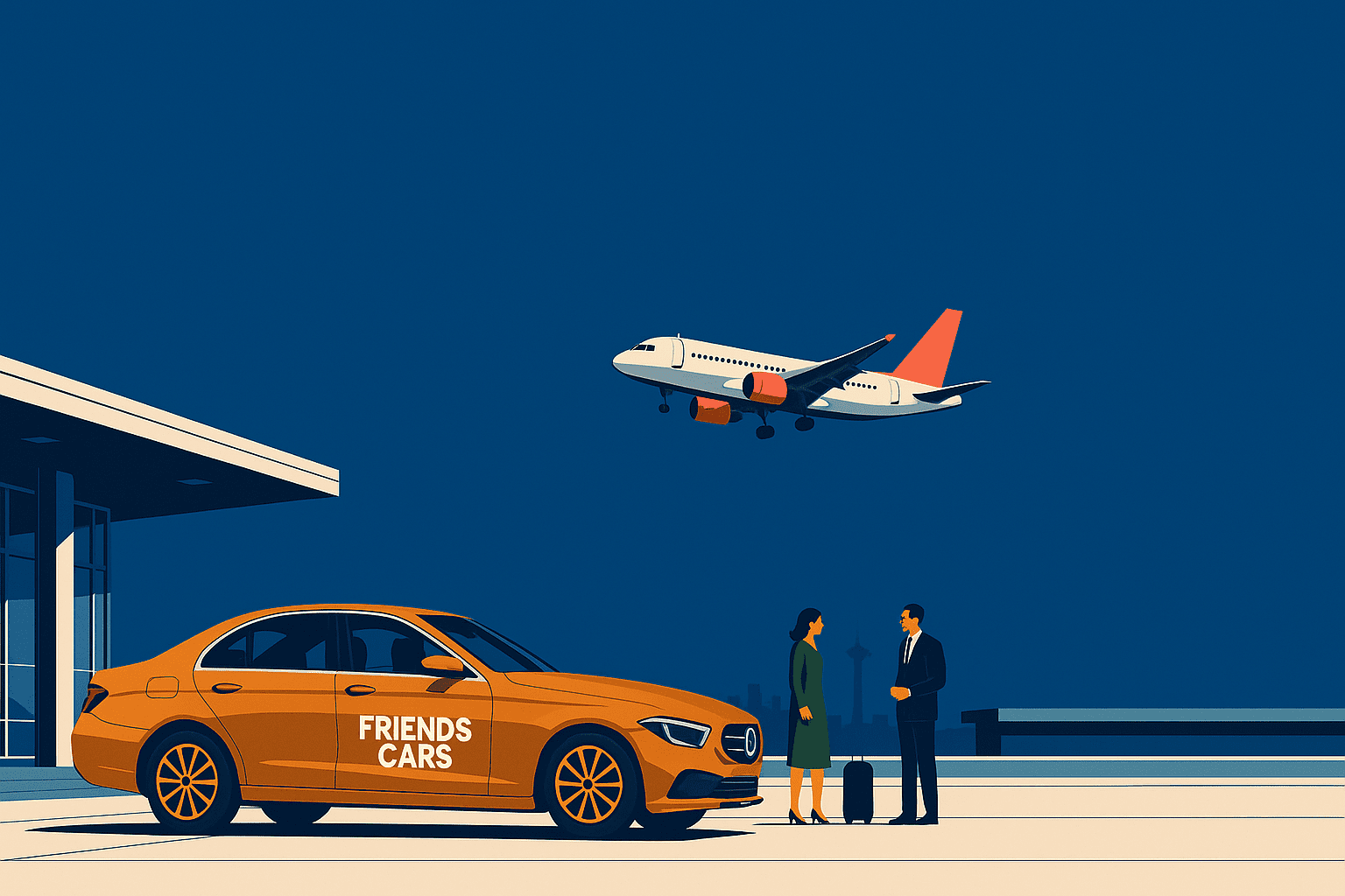 Professional Friends Cars airport transfer service - luxury vehicle at airport